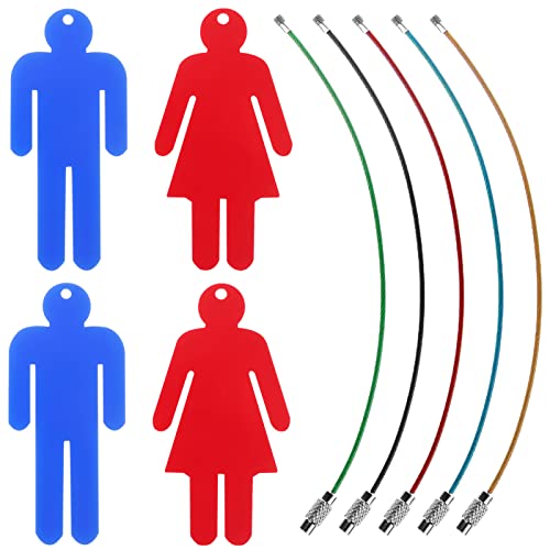 OBANGONG 4 Pcs Men's & Women's Acrylic Restroom Keychain Tags with 5 Pcs Wire Rings for Office Bathroom Designating Keys - Image 1
