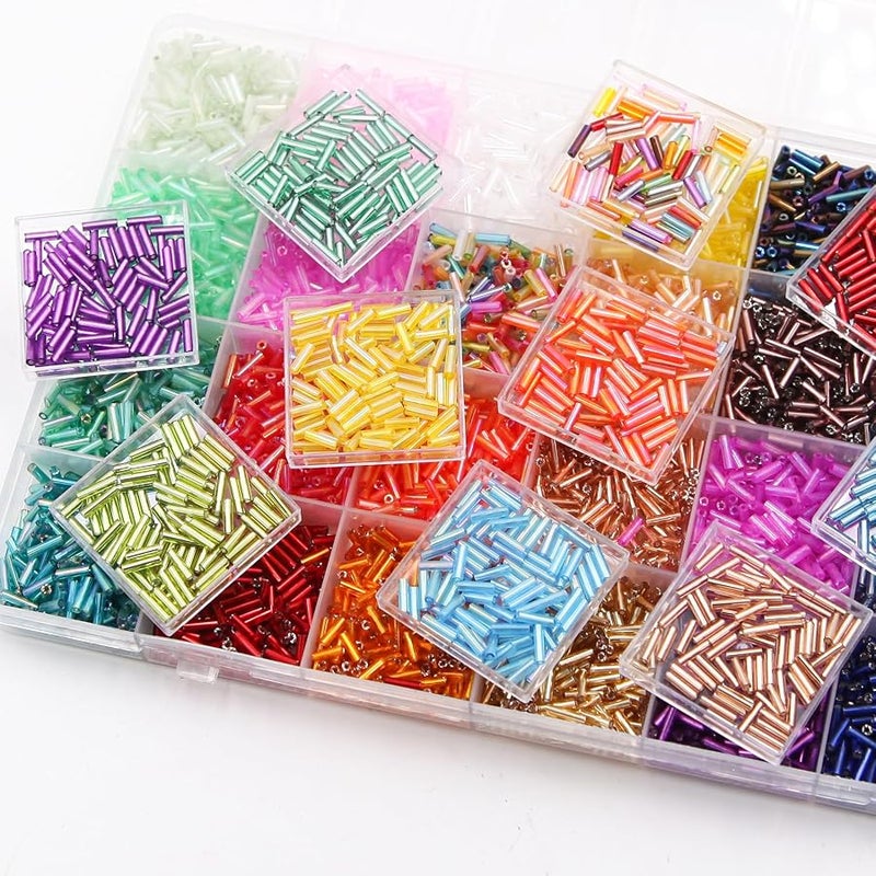 JOJOPLAY Tube Seed Beads Crafts Glass Bugle Beads 7mm with for Jewelry Making Embroidery Decoration (28 Colors) - Image 5