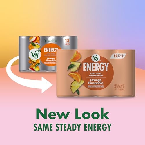 V8 Energy Orange Pineapple Energy Drink, 8 fl oz Can (12 Pack) - Image 2