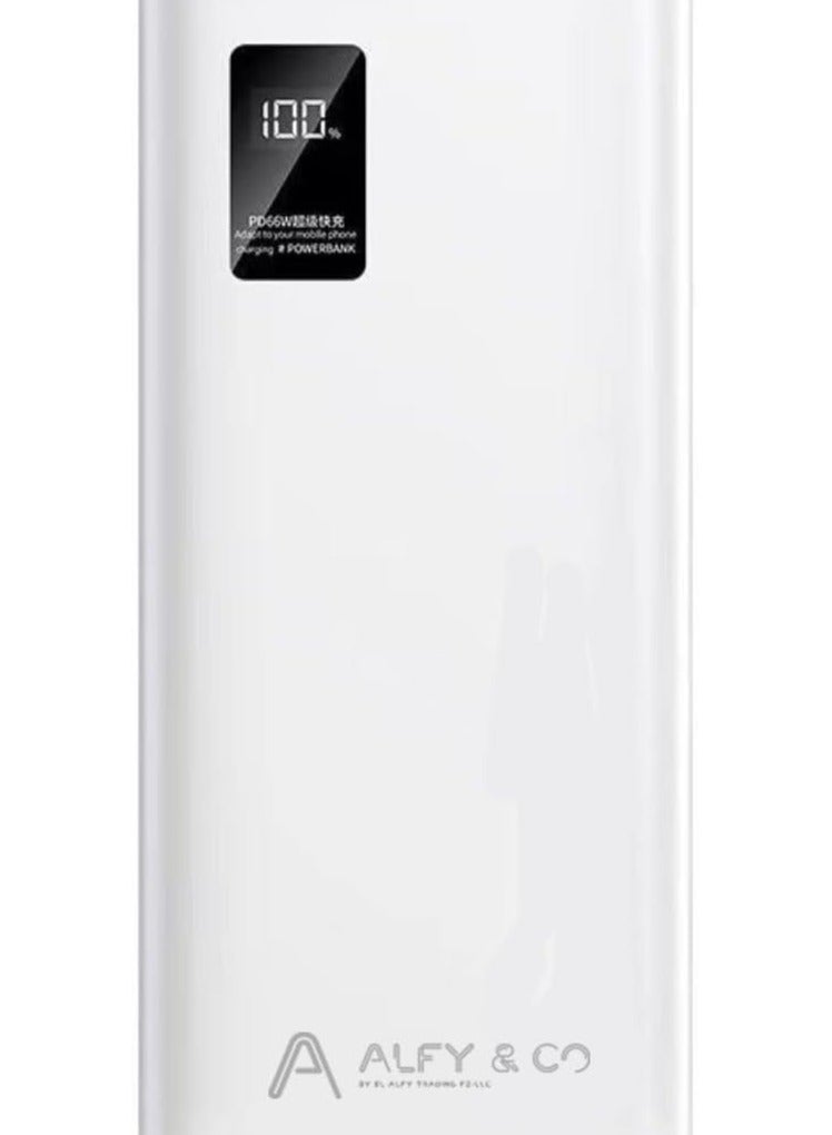 ALFY & CO 20000 mAh Power Bank Portable Charger USB Type C Battery Pack 22.5W Fast Charging Compatible with iPhone 16 15 14 13 Pro Max Samsung Galaxy Z Fold 6 S24 S23 S22 S21 Ultra Apple Watch Airpods iPad white  - Image 1