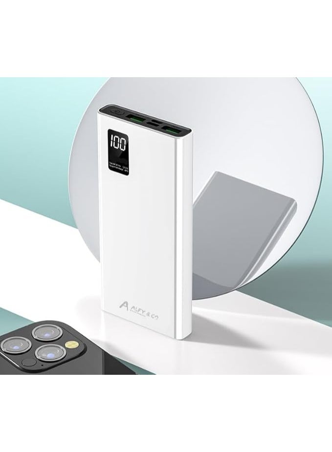 ALFY & CO 20000 mAh Power Bank Portable Charger USB Type C Battery Pack 22.5W Fast Charging Compatible with iPhone 16 15 14 13 Pro Max Samsung Galaxy Z Fold 6 S24 S23 S22 S21 Ultra Apple Watch Airpods iPad white  - Image 4