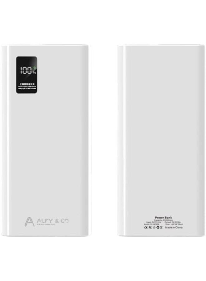ALFY & CO 20000 mAh Power Bank Portable Charger USB Type C Battery Pack 22.5W Fast Charging Compatible with iPhone 16 15 14 13 Pro Max Samsung Galaxy Z Fold 6 S24 S23 S22 S21 Ultra Apple Watch Airpods iPad white  - Image 2