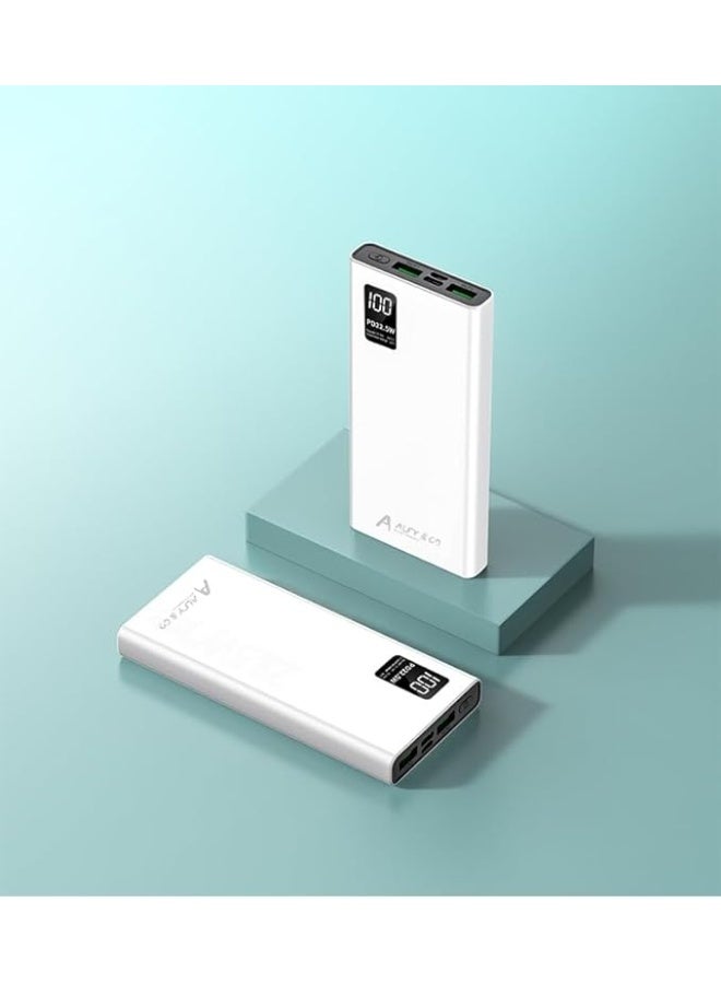 ALFY & CO 20000 mAh Power Bank Portable Charger USB Type C Battery Pack 22.5W Fast Charging Compatible with iPhone 16 15 14 13 Pro Max Samsung Galaxy Z Fold 6 S24 S23 S22 S21 Ultra Apple Watch Airpods iPad white  - Image 3