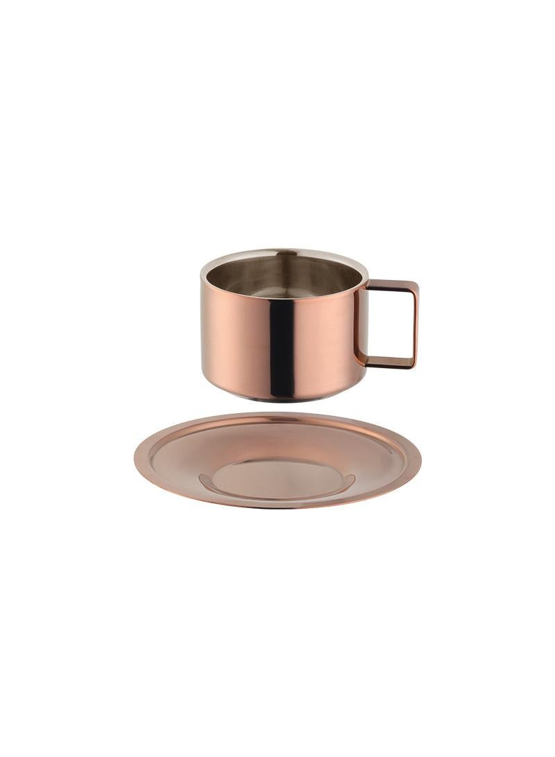 Y&D 3-piece European-style Double-layer Low-dish Coffee Cup With Spoon  - Image 2