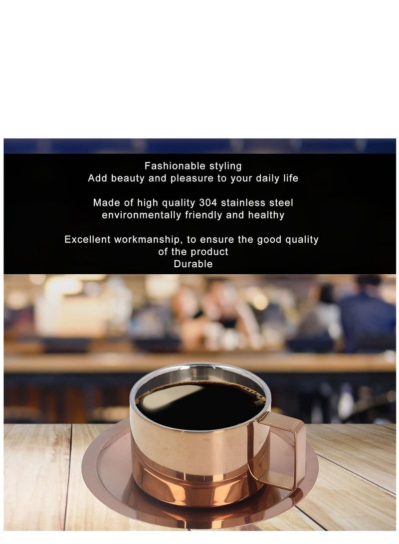 Y&D 3-piece European-style Double-layer Low-dish Coffee Cup With Spoon  - Image 3