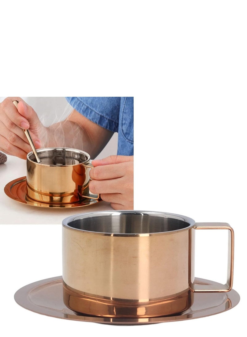 Y&D 3-piece European-style Double-layer Low-dish Coffee Cup With Spoon  - Image 4