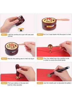 DMG TECH Sealing Wax Beads Kit 600Pcs Diy Wax Seal Set Includes 24 Colors Wax Seal Beads Wax Warmer Wax Stamp Envelopes Metallic Pen For Gifts Letters Crafts Wedding Invitation And Decoration Sealing  - Image 4