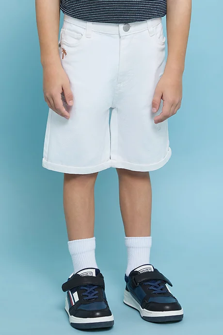 R&B Solid Shorts with Button Closure