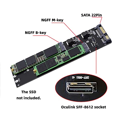 Xiwai Oculink SFF-8612 8611 to U.2 Kit M-Key to NVME PCIe SSD and NGFF to SATA Adapter for Mainboard - Image 3