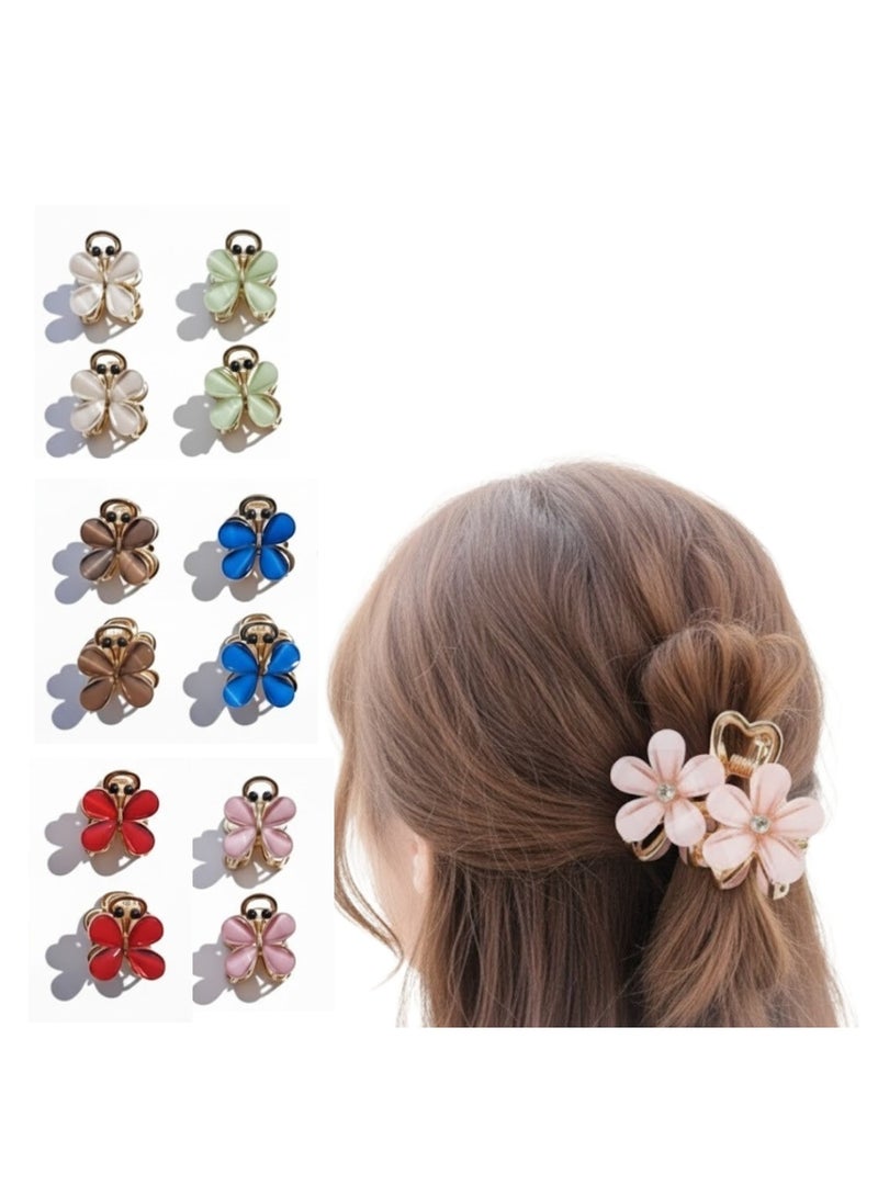 Dantiya 12 Pcs Floral Hair Claw Clips for Women & Girls – Non-Slip Strong Hold Metal Jaw Clips for Thick or Medium Hair, Mini Small Hair Accessories for Styling, Pinning Bangs, Buns & Everyday Hairstyles (Multi-Color) - Image 1