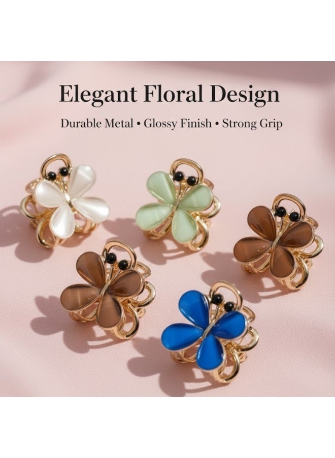 Dantiya 12 Pcs Floral Hair Claw Clips for Women & Girls – Non-Slip Strong Hold Metal Jaw Clips for Thick or Medium Hair, Mini Small Hair Accessories for Styling, Pinning Bangs, Buns & Everyday Hairstyles (Multi-Color) - Image 2