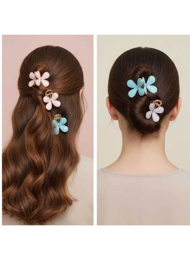 Dantiya 12 Pcs Floral Hair Claw Clips for Women & Girls – Non-Slip Strong Hold Metal Jaw Clips for Thick or Medium Hair, Mini Small Hair Accessories for Styling, Pinning Bangs, Buns & Everyday Hairstyles (Multi-Color) - Image 4