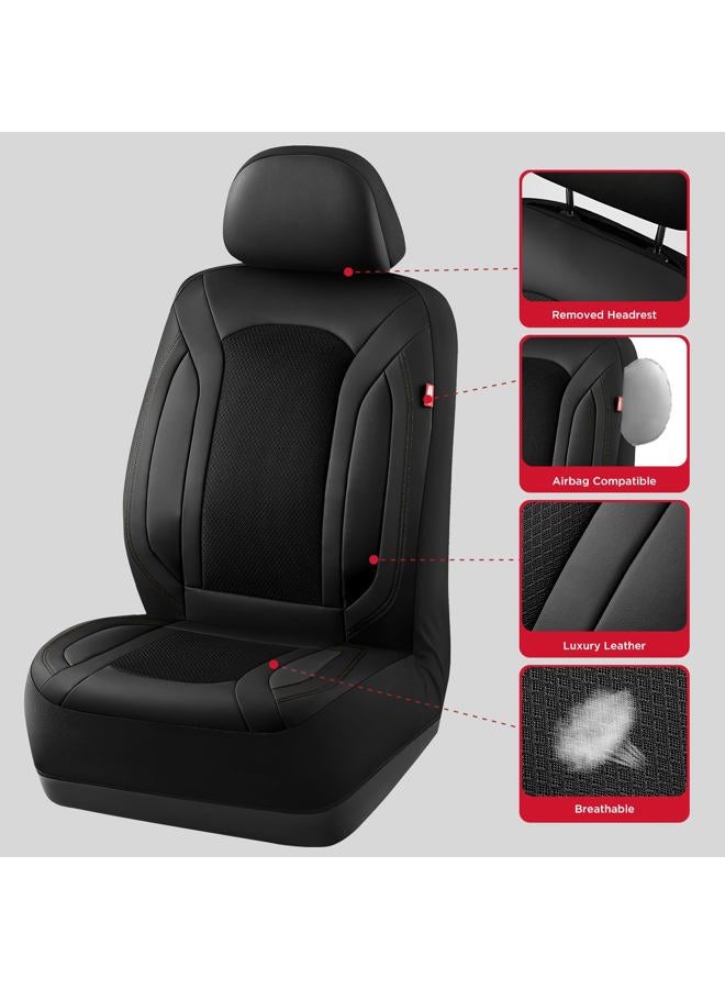 Rubbermaid Leather Mesh Car Seat Covers, Breathable Air Mesh Front Seat Cover, Universal Fit Slip-on Design, Airbag Compatible, Automotive Seat Protector for Most Cars, SUVs, Trucks, Vans-Black - Image 4
