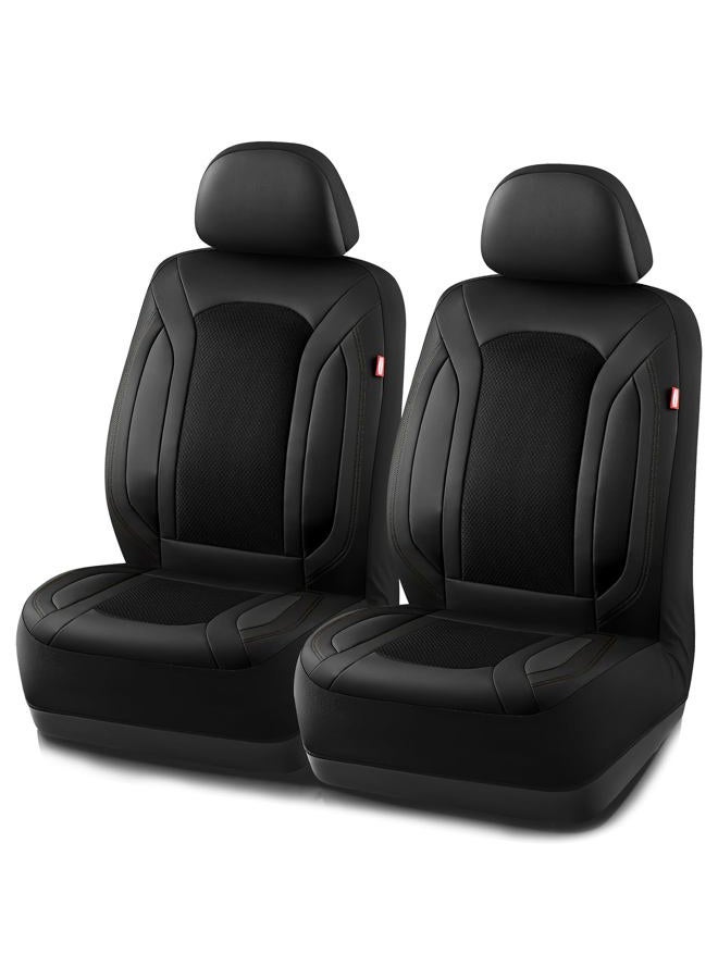 Rubbermaid Leather Mesh Car Seat Covers, Breathable Air Mesh Front Seat Cover, Universal Fit Slip-on Design, Airbag Compatible, Automotive Seat Protector for Most Cars, SUVs, Trucks, Vans-Black - Image 1