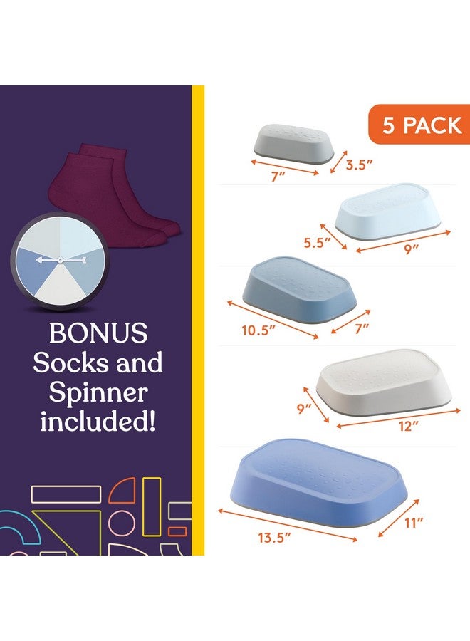 Special Supplies Special Supplies Set of 5 Stepping Stones for Kids Indoor and Outdoor Balance Blocks Promote Coordination, Balance Strength Child Safe Rubber, Non-Slip Edging (Ocean) - Image 3