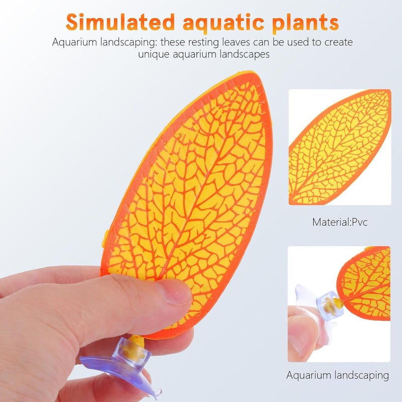 Betta Fish Leaf Hammock Rest Bed with Suction Cup, Artificial Yellow Aquarium Plant Decor, Fish Tank Ornament for Spawning and Breeding Habitat - Image 3