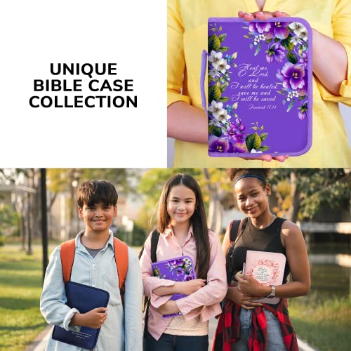 DEHITE Bible Cover Case for Women – Premium Fabric Bible Cases for Girls - Carrying Bag for Woman – Pen Slots – Zippered Pocket – Christian Floral Accessories - Large Holder - Image 5