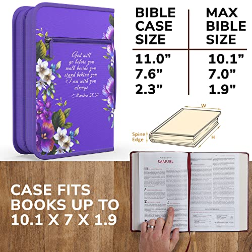 DEHITE Bible Cover Case for Women – Premium Fabric Bible Cases for Girls - Carrying Bag for Woman – Pen Slots – Zippered Pocket – Christian Floral Accessories - Large Holder - Image 2