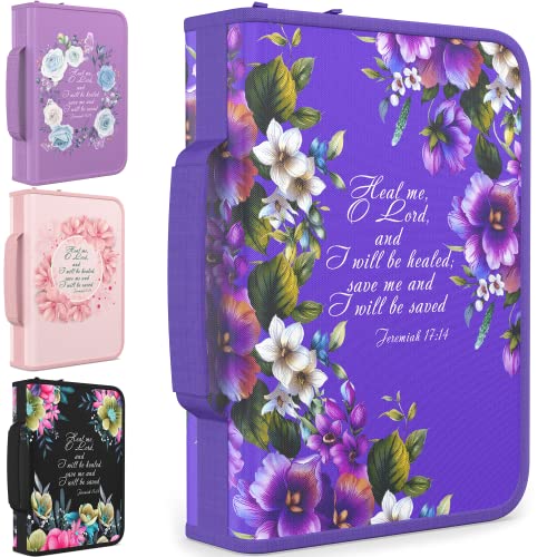 DEHITE Bible Cover Case for Women – Premium Fabric Bible Cases for Girls - Carrying Bag for Woman – Pen Slots – Zippered Pocket – Christian Floral Accessories - Large Holder - Image 1