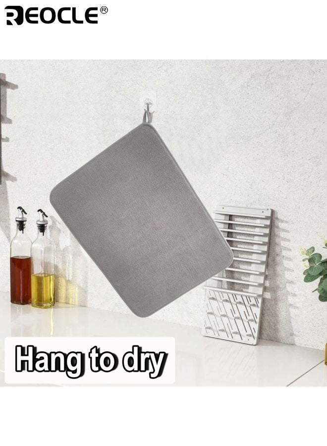 REOCLE 2PCS Large Absorbent Dish Drying Mats for Kitchen Counter Super Thick Dish Drainer Pads Quick Dry Sink Liners for Countertops Draining Racks and Kitchen Decor - Image 4