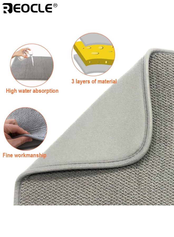 REOCLE 2PCS Large Absorbent Dish Drying Mats for Kitchen Counter Super Thick Dish Drainer Pads Quick Dry Sink Liners for Countertops Draining Racks and Kitchen Decor - Image 2
