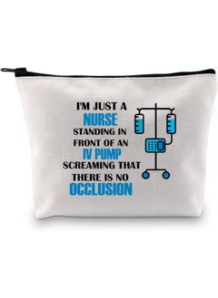 JXGZSO JXGZSO Funny Nursing Gift I'm Just A Nurse Standing In Front Of An Iv Pump Screaming Medical Workers Makeup Bag Nurse Toiletry Bag Infusion Nurse Gift 