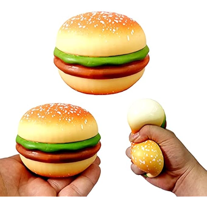 Cooplay Hamburg Shape Decompression Toys Food Shape Extrusion Relaxation Extrusion Pulling and Deformation Decompression Kitchen Decorative Props - Image 1