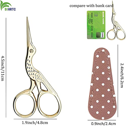 BIHRTC 4.5Inch Embroidery Scissors Sharp Tip Stainless Steel Little Scissors for Knitting Cross Stitch Cutting Embroidery Sewing Handcraft Craft Art Work DIY Tool Gold - Image 2