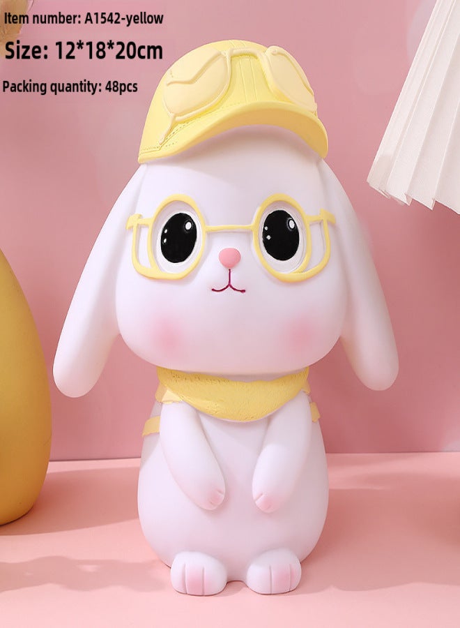 Cross-Border Hot Selling Rabbit Piggy Bank Creative Cute Large Piggy Bank Vinyl Piggy Bank Girls Children's Day Gift(1542 Backpack Rabbit-Yellow) - Image 1