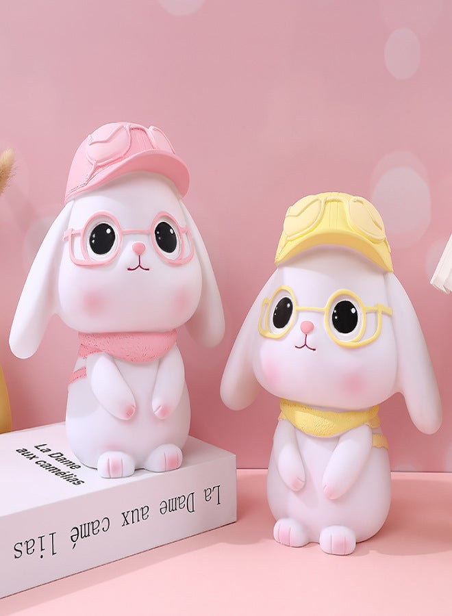 Cross-Border Hot Selling Rabbit Piggy Bank Creative Cute Large Piggy Bank Vinyl Piggy Bank Girls Children's Day Gift(1542 Backpack Rabbit-Yellow) - Image 2