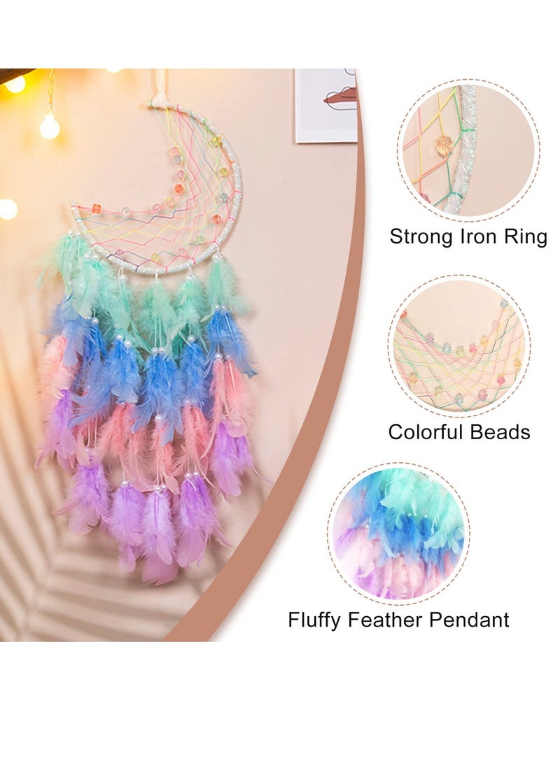 Dream Catcher Colorful Feather Dream Catchers Handmade Indian Style Hanging Wall Decor for Bedroom Living Room Dormitory Nursery  Wall Hanging Decoration Blessing Gift Green - Image 2
