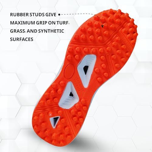 Prokick Revolt Cricket Shoes with Rubber Studs | Lightweight & Durable | All-Round Cricket Footwear for Turf and Hard Ground (WHITE/BLACK/ORANGE, UK Footwear Size System, Adult, Men, Numeric, Medium, 7) - Image 3