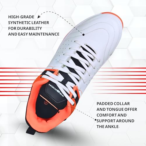 Prokick Revolt Cricket Shoes with Rubber Studs | Lightweight & Durable | All-Round Cricket Footwear for Turf and Hard Ground (WHITE/BLACK/ORANGE, UK Footwear Size System, Adult, Men, Numeric, Medium, 7) - Image 2
