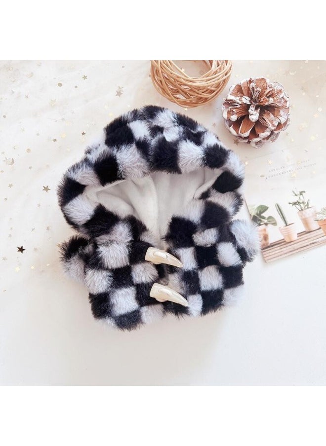 Generic - Brown Leopard Print Horn Button Coat Cotton Coat Bear Rabbit Clothes 20cm Set 20cm Doll Clothes Star Style-Specifications:20cm-Color:Pointed Buckle Check Gray - Image 1