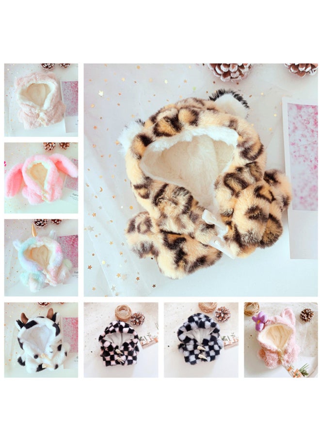 Generic - Brown Leopard Print Horn Button Coat Cotton Coat Bear Rabbit Clothes 20cm Set 20cm Doll Clothes Star Style-Specifications:20cm-Color:Pointed Buckle Check Gray - Image 1