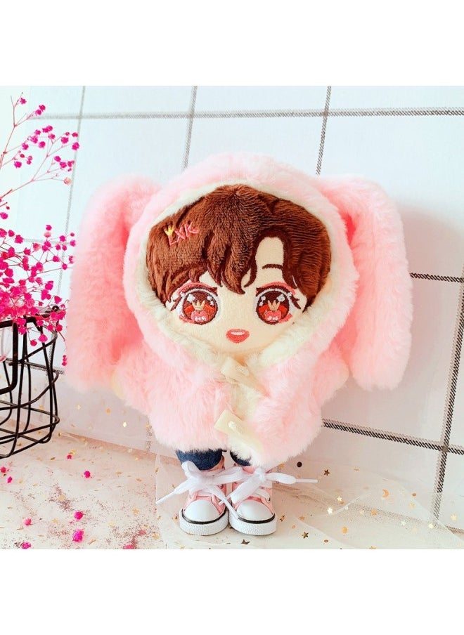 Generic - Brown Leopard Print Horn Button Coat Cotton Coat Bear Rabbit Clothes 20cm Set 20cm Doll Clothes Star Style-Specifications:20cm-Color:Pointed Buckle Check Gray - Image 1