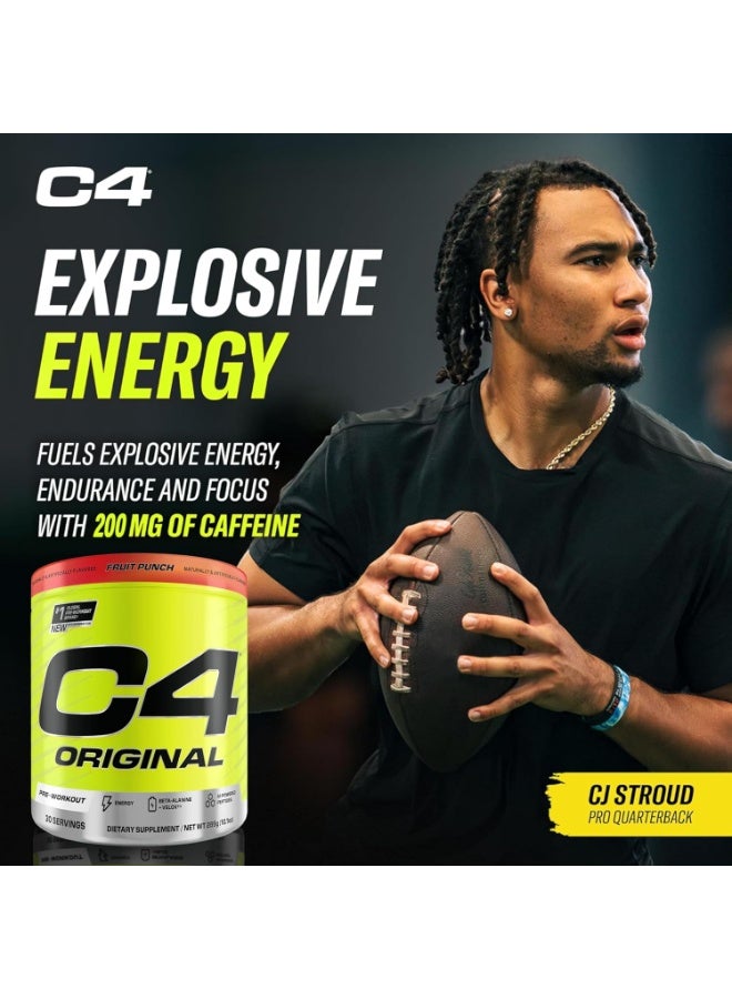 C4 Original Pre-Workout Powder, Fruit Punch – 30 Servings | Explosive Energy & Focus With Beta-Alanine, Creatine & Caffeine Blend – Sugar-Free Formula