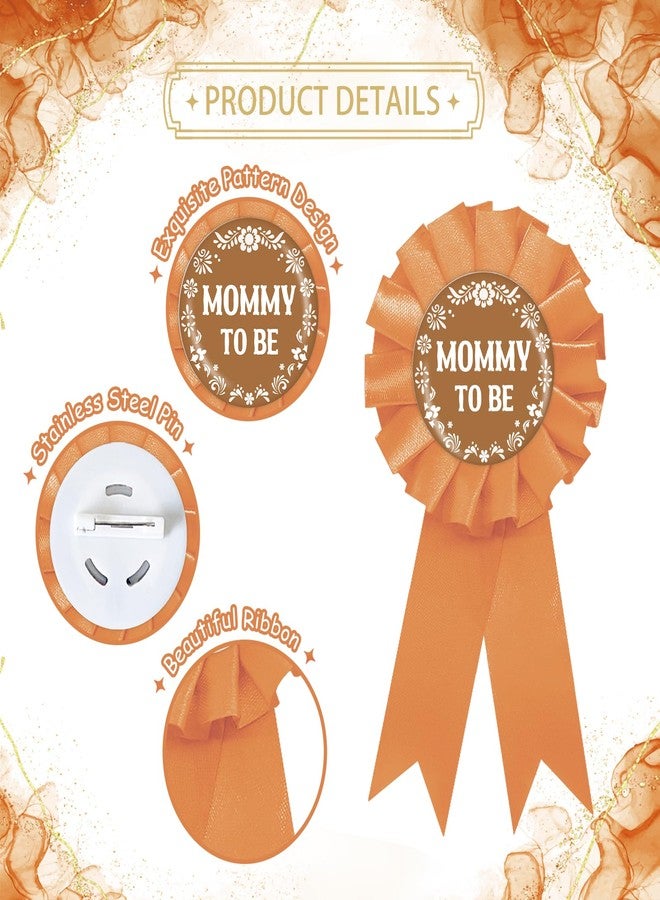 SUPERLUBY Cielito Lindo Mom to Be Tinplate Badge Pin, Mexican Daddy to Be Pin, Gender Reveal Button for New Parents, Brown Rosette Mom Award Ribbon, Fiesta Baby Shower Party Favors - Image 2