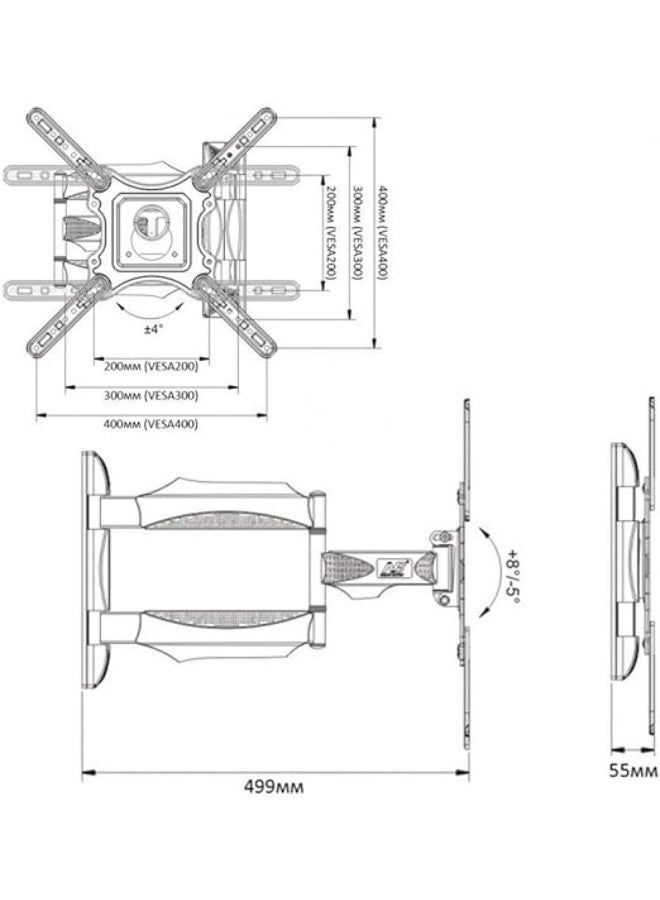 Full-Motion TV Wall Mount – 6-Way Swivel & Tilt Bracket for 32–55 Inch LCD/LED Screens, Corner-Mounted & Space-Saving Design - Image 3