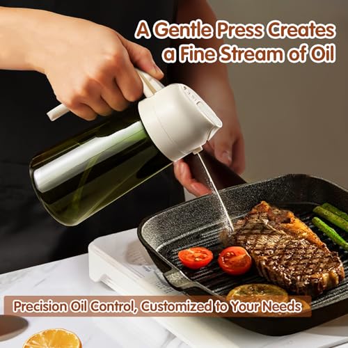 ‎YARRAMATE YARRAMATE 16oz/470ml Light-Blocking Dark Oil Sprayer for Cooking, 2 in 1 Olive Oil Dispenser Bottle for Kitchen, Premium Dark Green Glass Oil Bottle, Food-Grade Oil Mister for Air Fryer, BBQ (White) - Image 5