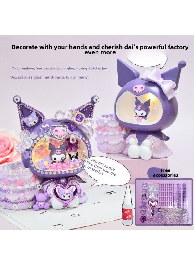 Children's Handmade Boutique Pen Holder Night Light Komi Girl Creative Practical Birthday Gift Night Light-Specifications:Gift Box Packaging For Gifts-Color:Purple Kurome Pen Holder Lamp (including Diy Material Package))  - Image 5