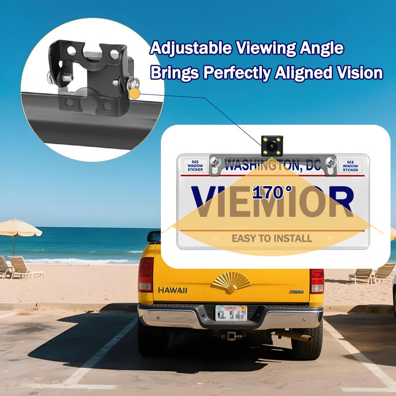 Viemior Universal Car Rear View Camera License Plate Bracket, Premium Backup Camera License Plate Dash Cam Mirror Cam Accessory Rear Camera Mount, Only Installation Holder for Back Up Camera - Image 3