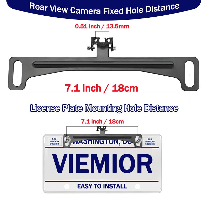 Viemior Universal Car Rear View Camera License Plate Bracket, Premium Backup Camera License Plate Dash Cam Mirror Cam Accessory Rear Camera Mount, Only Installation Holder for Back Up Camera - Image 2