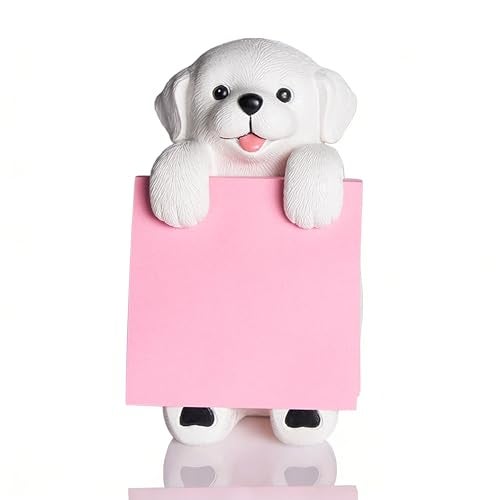 HORTIX Dog Pop-up Sticky Note Dispenser, Includes 1 Pad of 3x3 in Super Sticky Notes, 100 Sheets, Resin Cute Handmade Desk Holder for Office & Home - Image 1