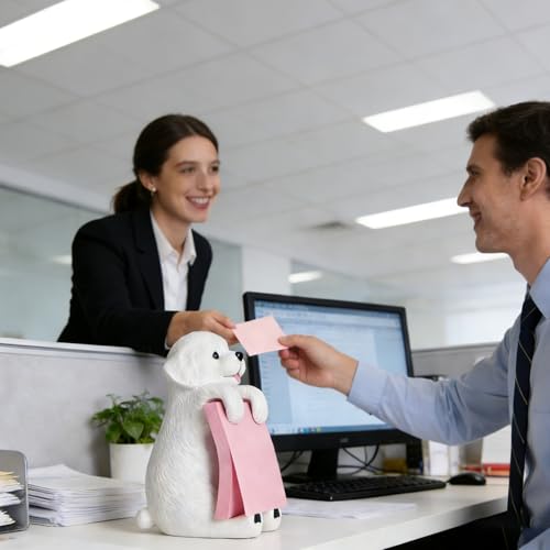 HORTIX Dog Pop-up Sticky Note Dispenser, Includes 1 Pad of 3x3 in Super Sticky Notes, 100 Sheets, Resin Cute Handmade Desk Holder for Office & Home - Image 4