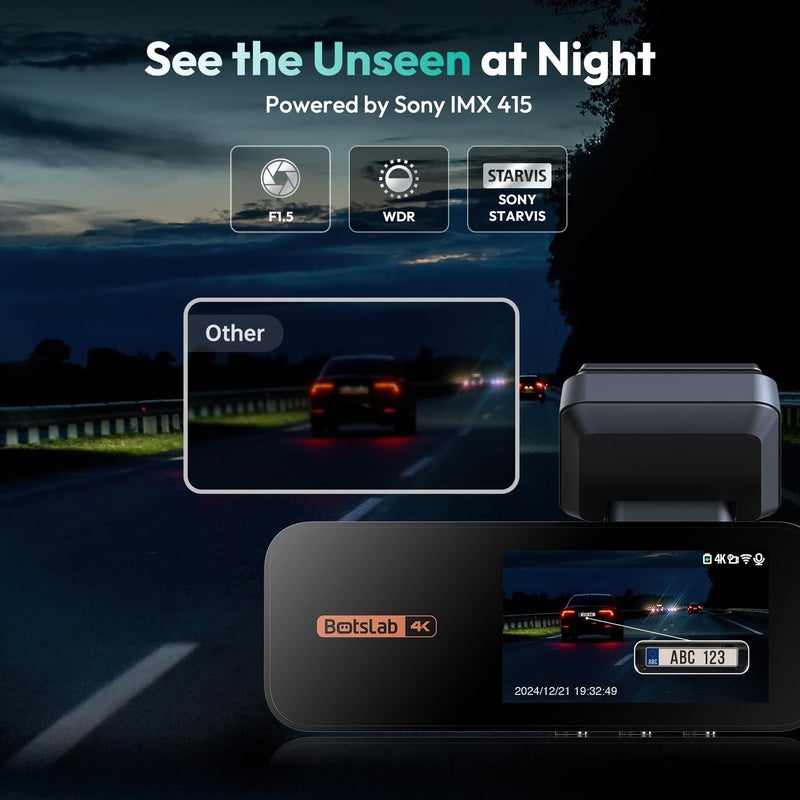 BOTSLAB 4K Dash Cam Front and Rear, with Hardwire Kit, STARVIS, 64 GB Card - Image 5
