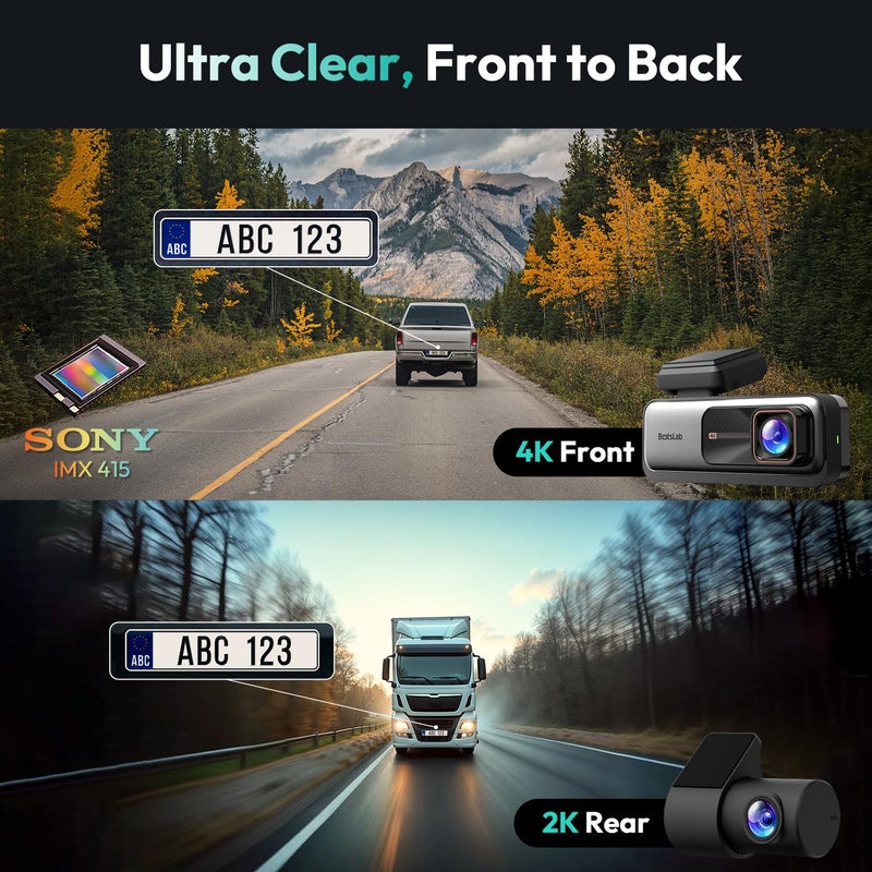 BOTSLAB 4K Dash Cam Front and Rear, with Hardwire Kit, STARVIS, 64 GB Card - Image 2