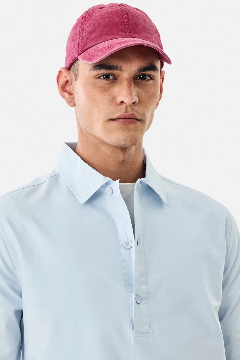 سنيتش Light Blue Solid Long Sleeve Regular Fit Shirt