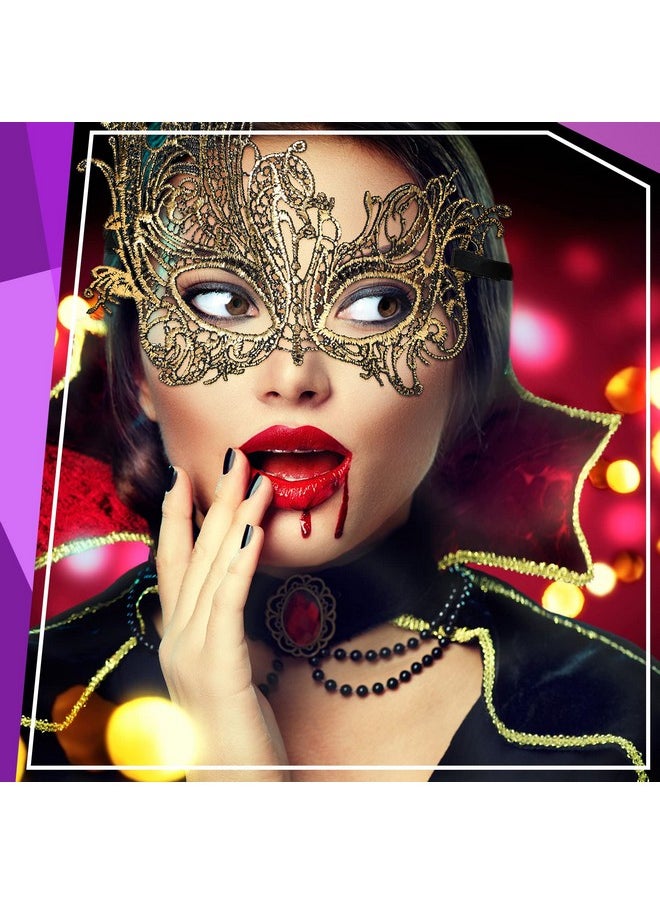 Cindeer - 6 Pcs Masquerade Mask For Women, Venetian Lace Eye Mask Gold And Black Lace Mask For Prom Ball Costume Party Supplies (Classic Style) - Image 1