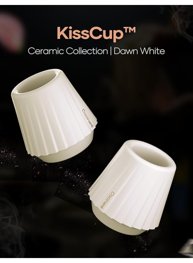 الكوكيناري كوب إسبريسو Cocinare KissCup Crystal – فنجان ديميتاس للإسبريسو والقهوة المقطّرة والشاي (مجموعة السيراميك، أبيض الفجر) - Image 3